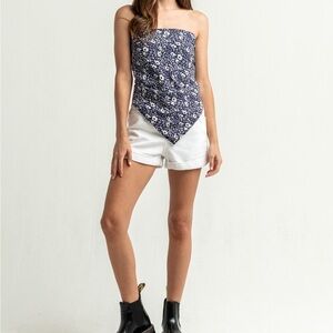 ⚫️ NEW WEST OF MELROSE Womens Navy & White Bandana Top